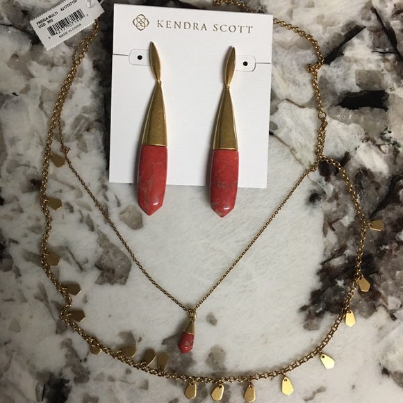 Freida Vintage Gold Burnt Sienna Howlite set - Picture 3 of 3